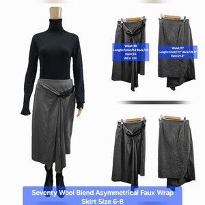 Seventy Wool Blend Asymmetrical Faux Wrap Skirt Size 4-8